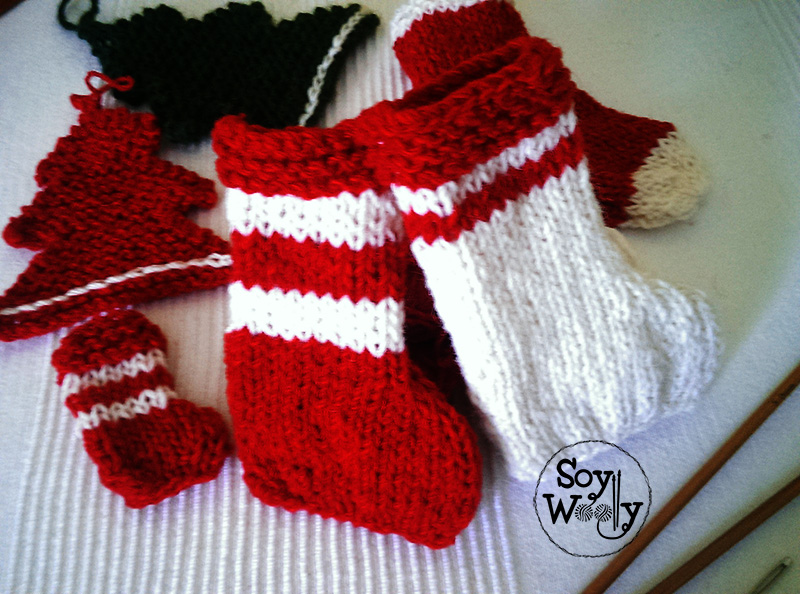 C mo tejer botas de navidad con dos agujas o palillos Soy Woolly