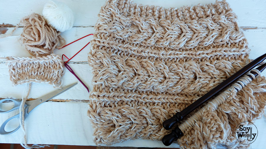 Patrón para tejer Cuello y un Gorro con trenzas (dos agujas) | Soy Woolly