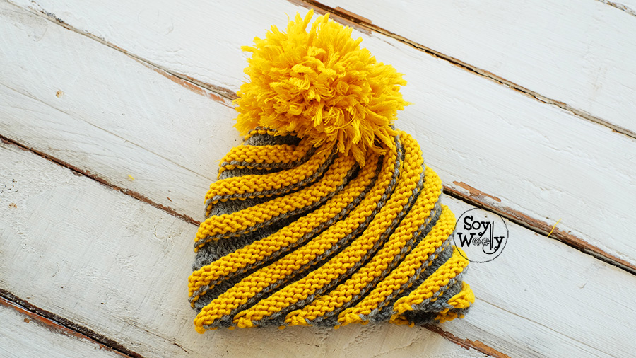 Tejer gorros con pom pom dos agujas todas las tallas