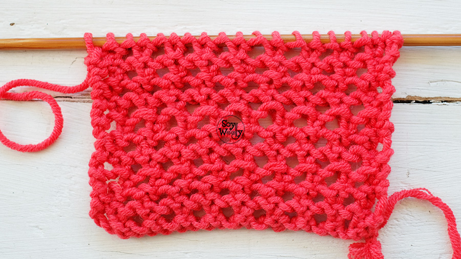 Puntos Calados Red o Malla dos agujas tricot palillos