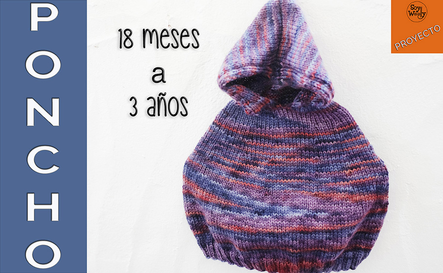 Poncho con Capucha para niños, tejido en dos | Soy