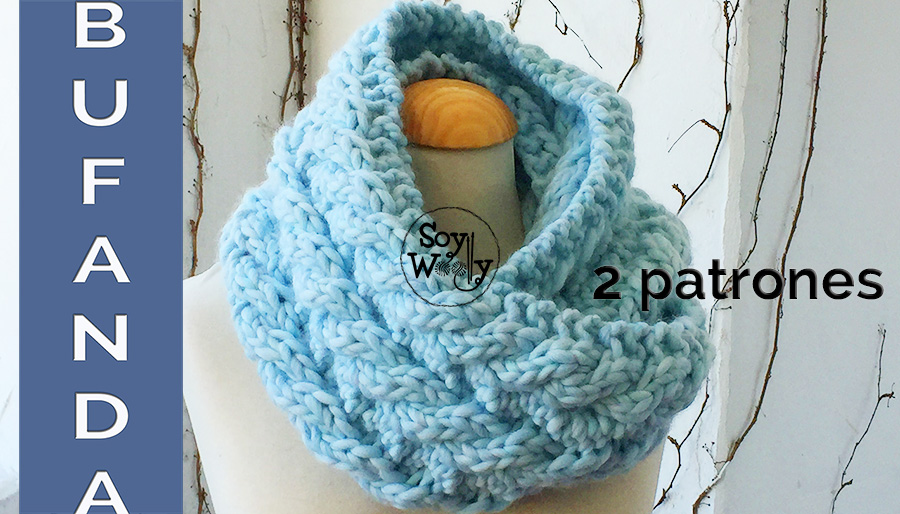 como hacer bufanda a dos agujas