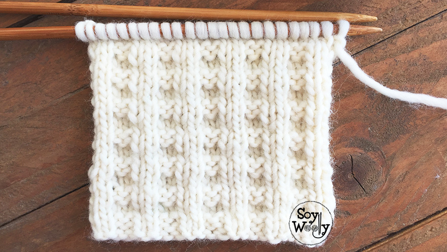 Cómo tejer el Punto Waffle para principiantes en dos agujas, palitos tricot. Soy Woolly.