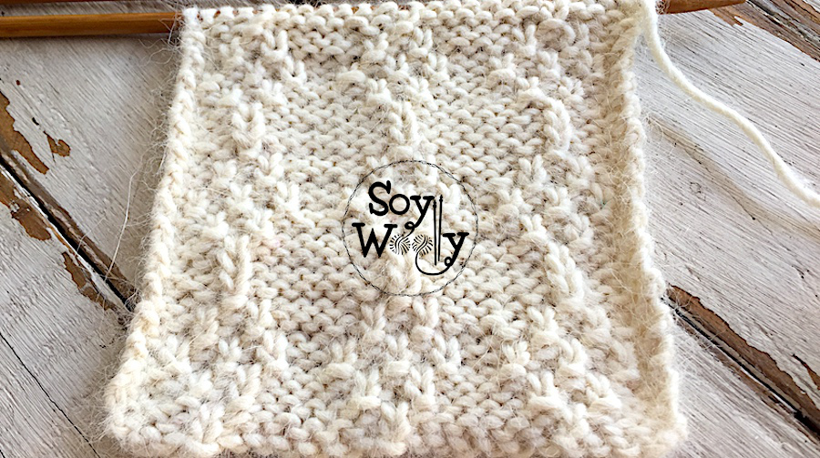 Punto Diamantes en relieve tejido dos agujas palillos tricot