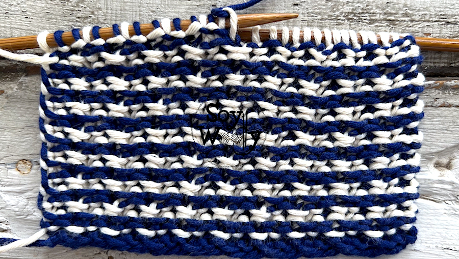 Cómo tejer con dos colores en dos agujas Punto Tweed muy fácil